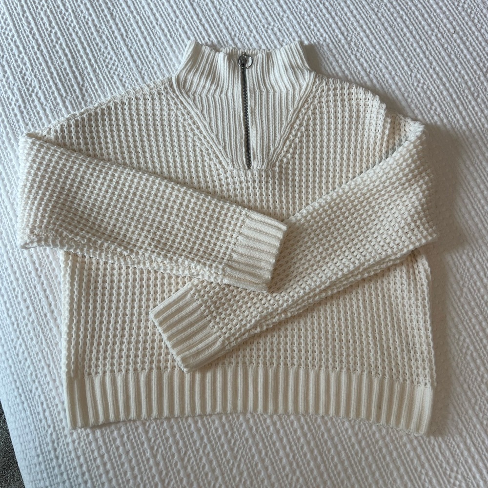 Women’s Quarter Zip Sweater in Cream Size S